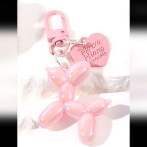 Pink Balloon Dog Keychain